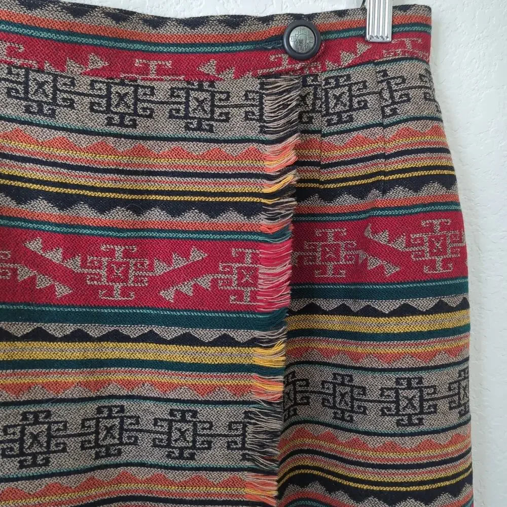Pendleton Women's Midi Wrap Skirt‎ 8 Southwestern Blanket Wool Art Wear Native S